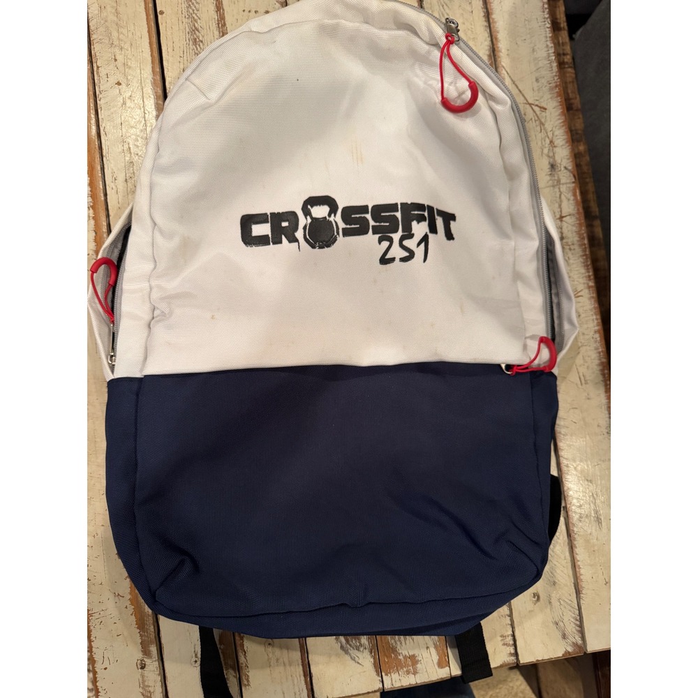 CrossFit 251 Backpack White Navy Blue with USB Charging Port Laptop Sleeve